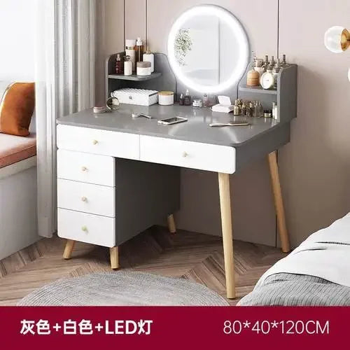 Mirror Cabinet Led Dressing Table Brown