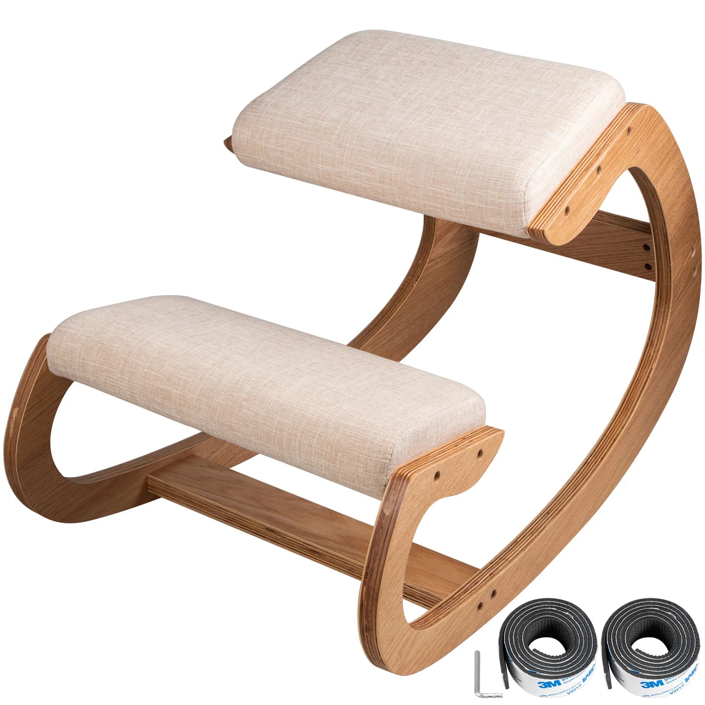 VEVOR Ergonomic Rocking Wooden Kneeling Chair