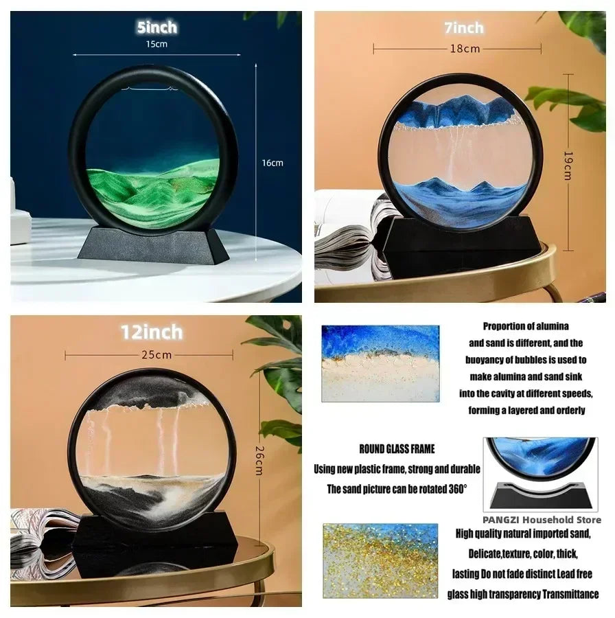 3D Moving Sand Art Picture Round